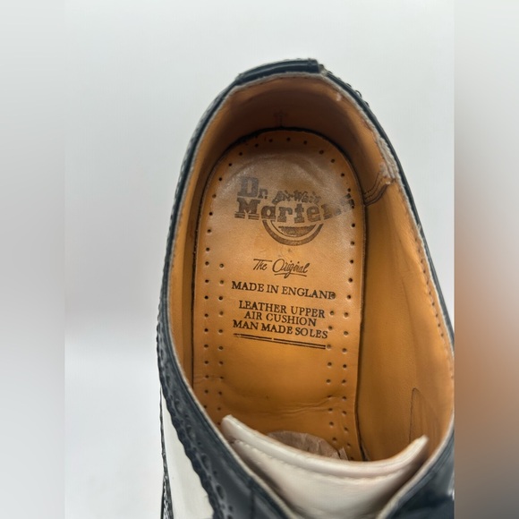 Dr. Martens Made in England Rare VTG Black White Brogue Oxford Wingtip 8 Chunky - Picture 9 of 16